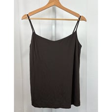 EILEEN FISHER Cami Tank Top Silk Jersey Shelf Bra Gray Brown Size L