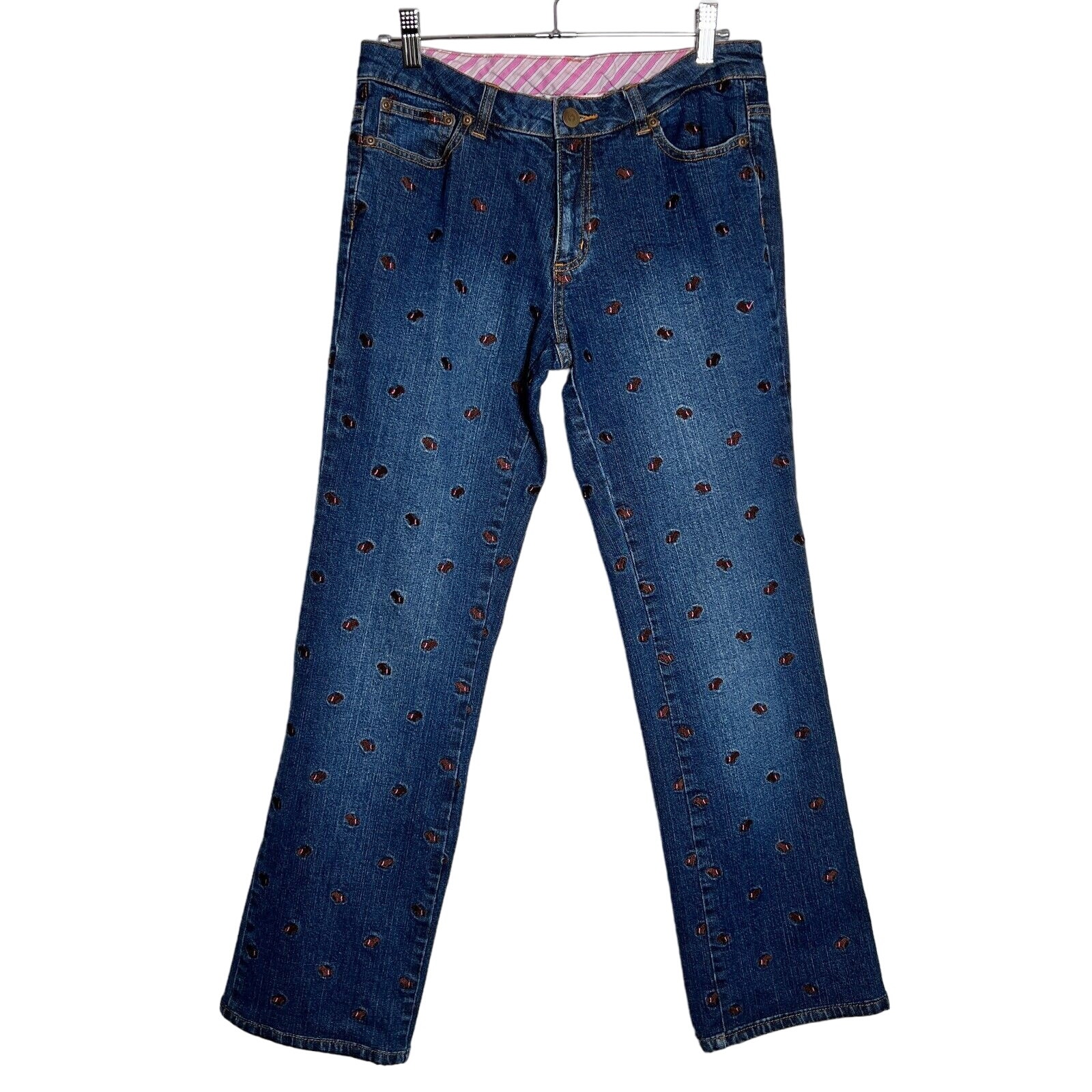 Lilly Pulitzer Scottie Dog Embroidered Jeans SIZE 4 WAIST 30 x 30 Blue