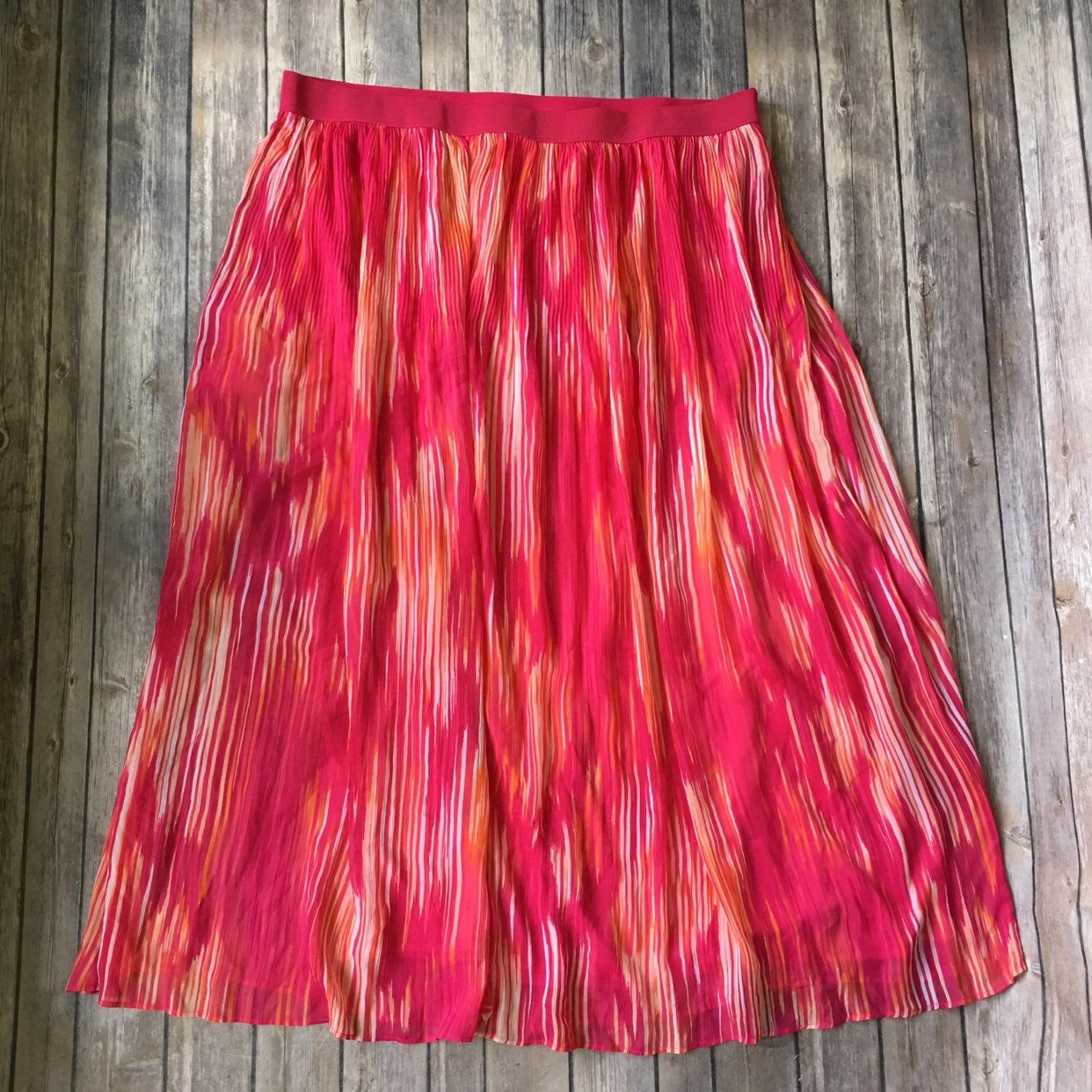 Maxi Skirt Womens Plus 20W 2X Ruby Rd Long Crinkle Chiffon Pink Orange Colorful