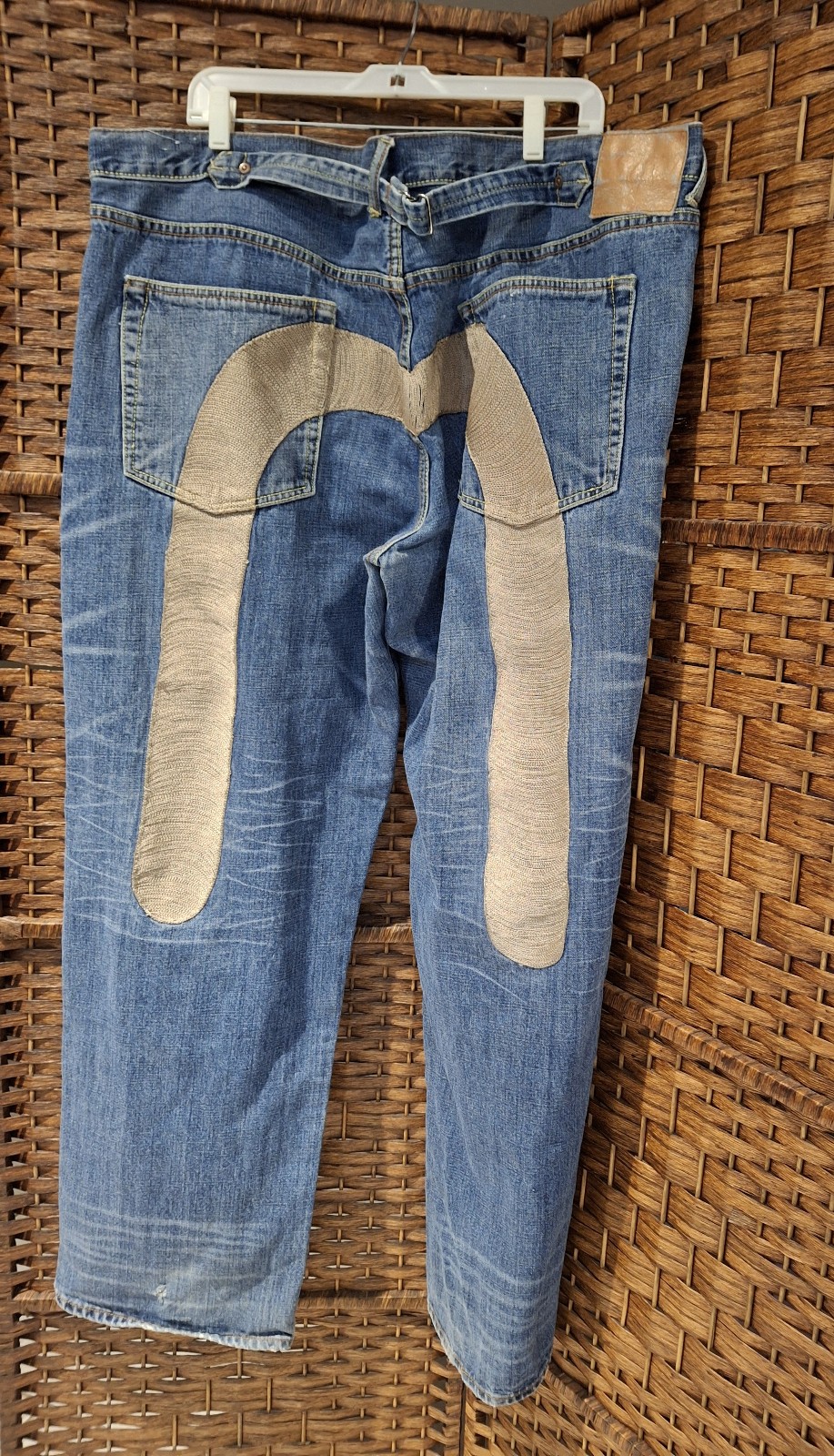 Vintage Evisu Men's Button fly Buckle Back & Embroidered Denim pants Size 44