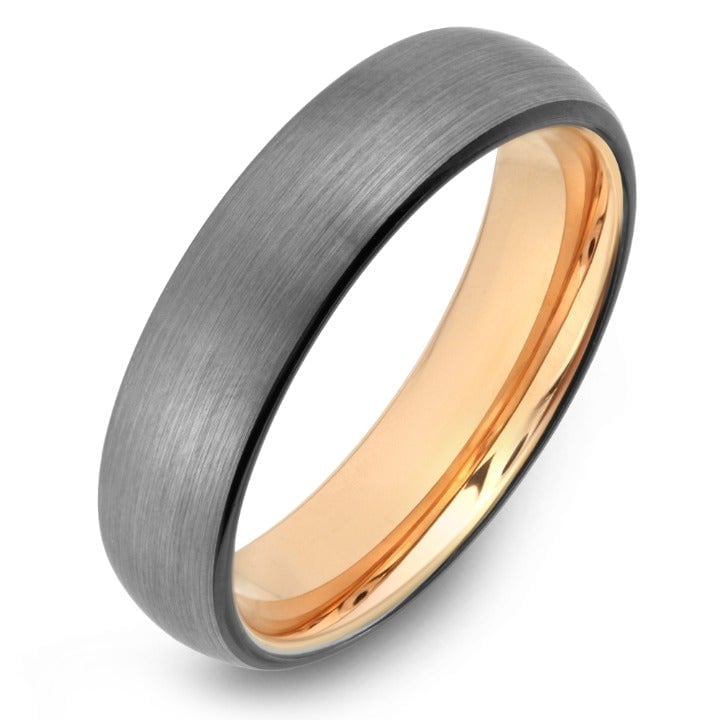 The Ace Silver Black Rose Gold Men's Wedding Band Tungsten Ring 6mm (SIZES 6-15)