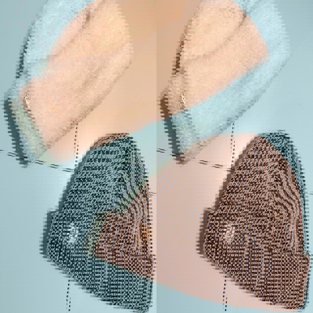 Two Rustek Beanies SherpTek & Alpaca Stripe