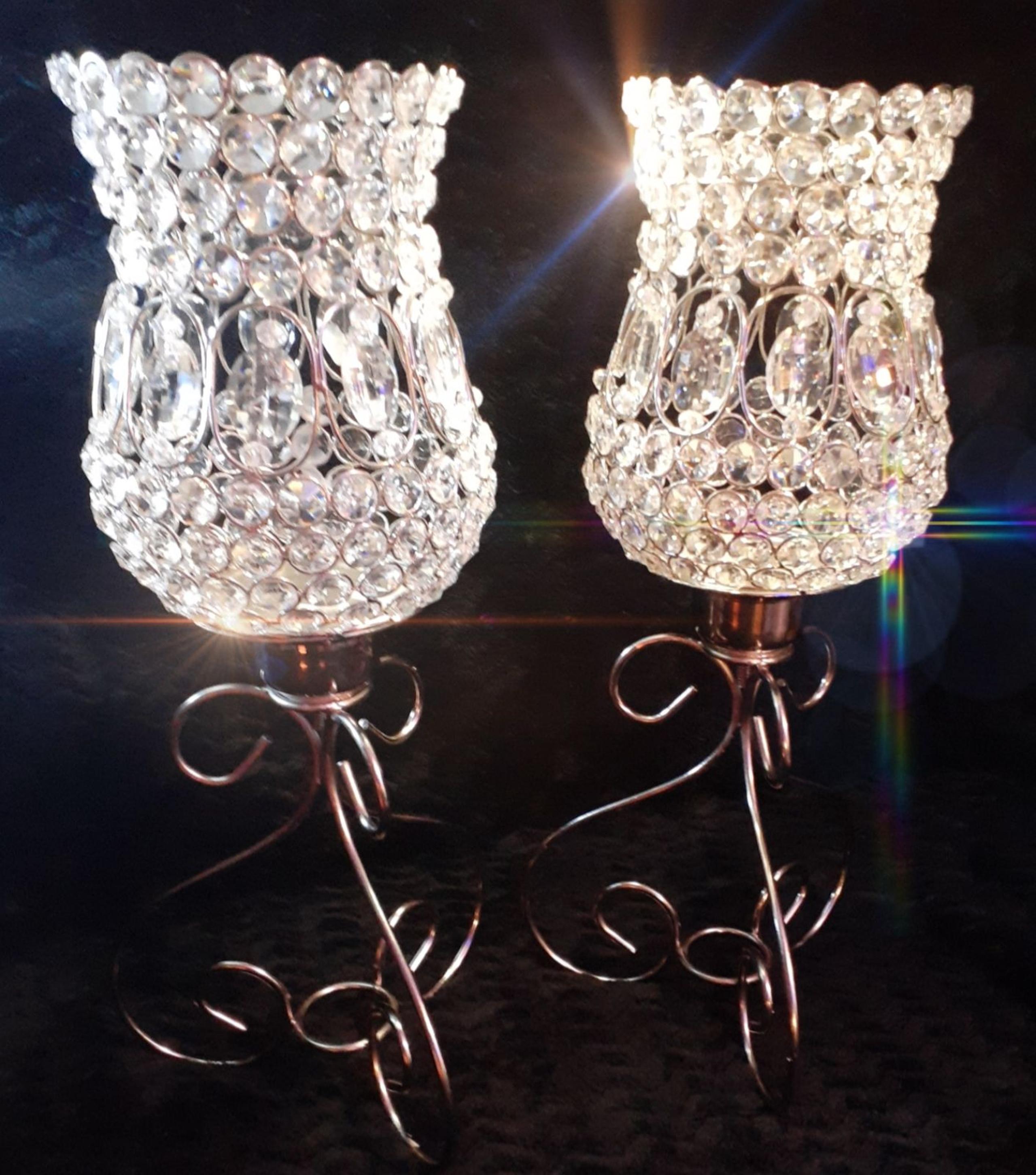 2ft. Tall Crystal Pillar Candle Holders