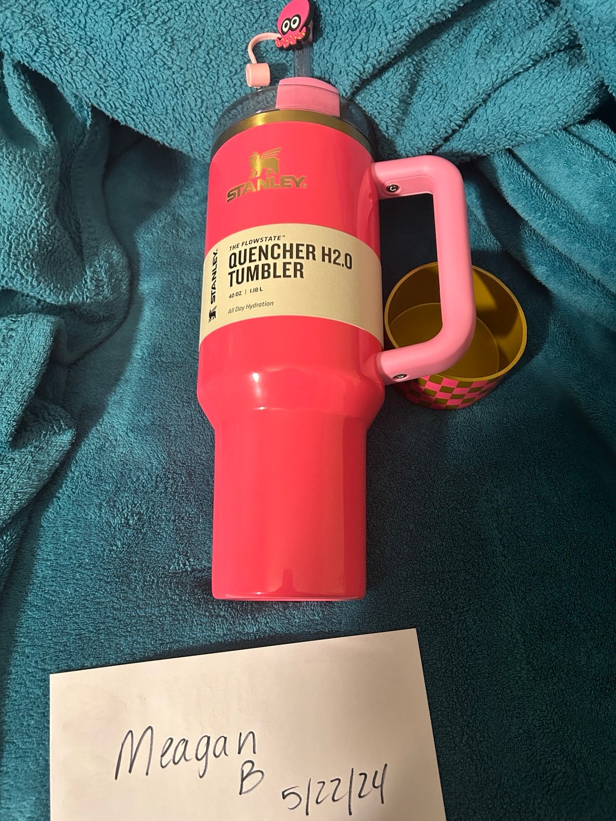 40 oz Stanley Pink Parade with boot and straw cover