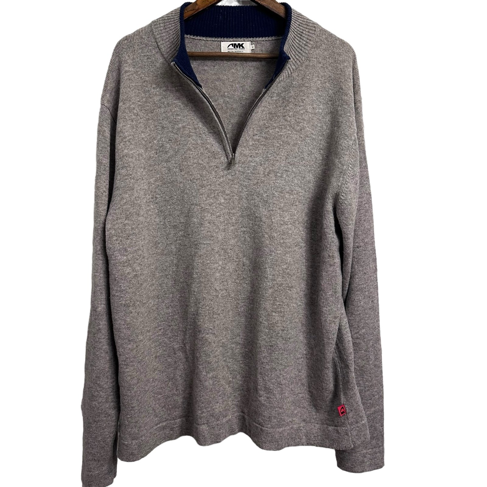 Mountain Khakis Merino Wool Long Sleeve 1/4 Zip Pullover Sweater Gray Men’s XL
