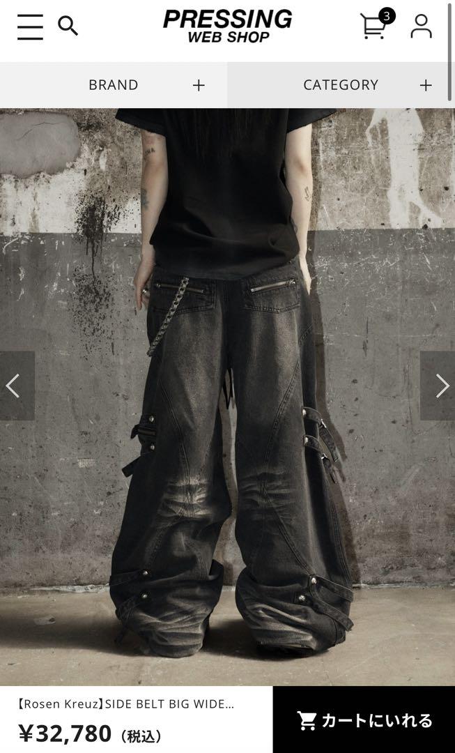 Rosen Kreuz】SIDE BELT BIG WIDE PANTS (2color) | OUR BRAND