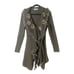 Moon River Ribbed Knit Ruffle Olive Green Faux Fur Tie Front Cardigan Medium