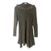 Moon River Ribbed Knit Ruffle Olive Green Faux Fur Tie Front Cardigan Medium