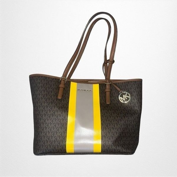 michael kors yellow and brown bag