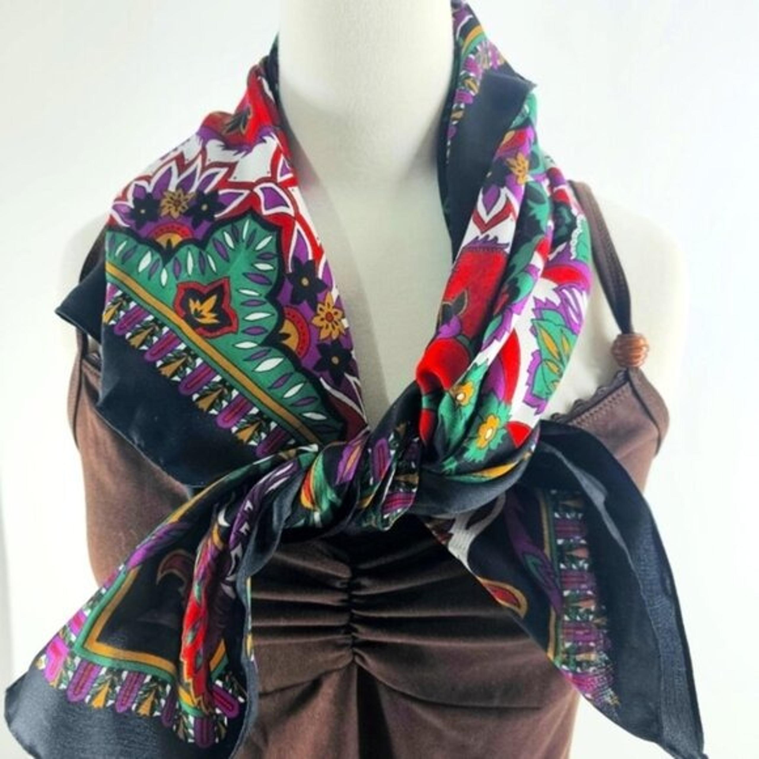 Berkshire Women's Bold Floral Made in Italy 31"Square, Head/Neck Scarf