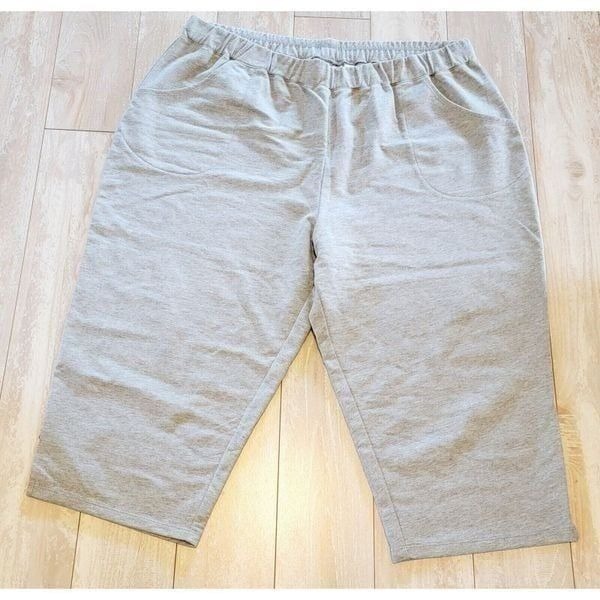 Quacker Factory 1X Cropped Pants Heather Gray Rhinestone Accent On Legs NWOT