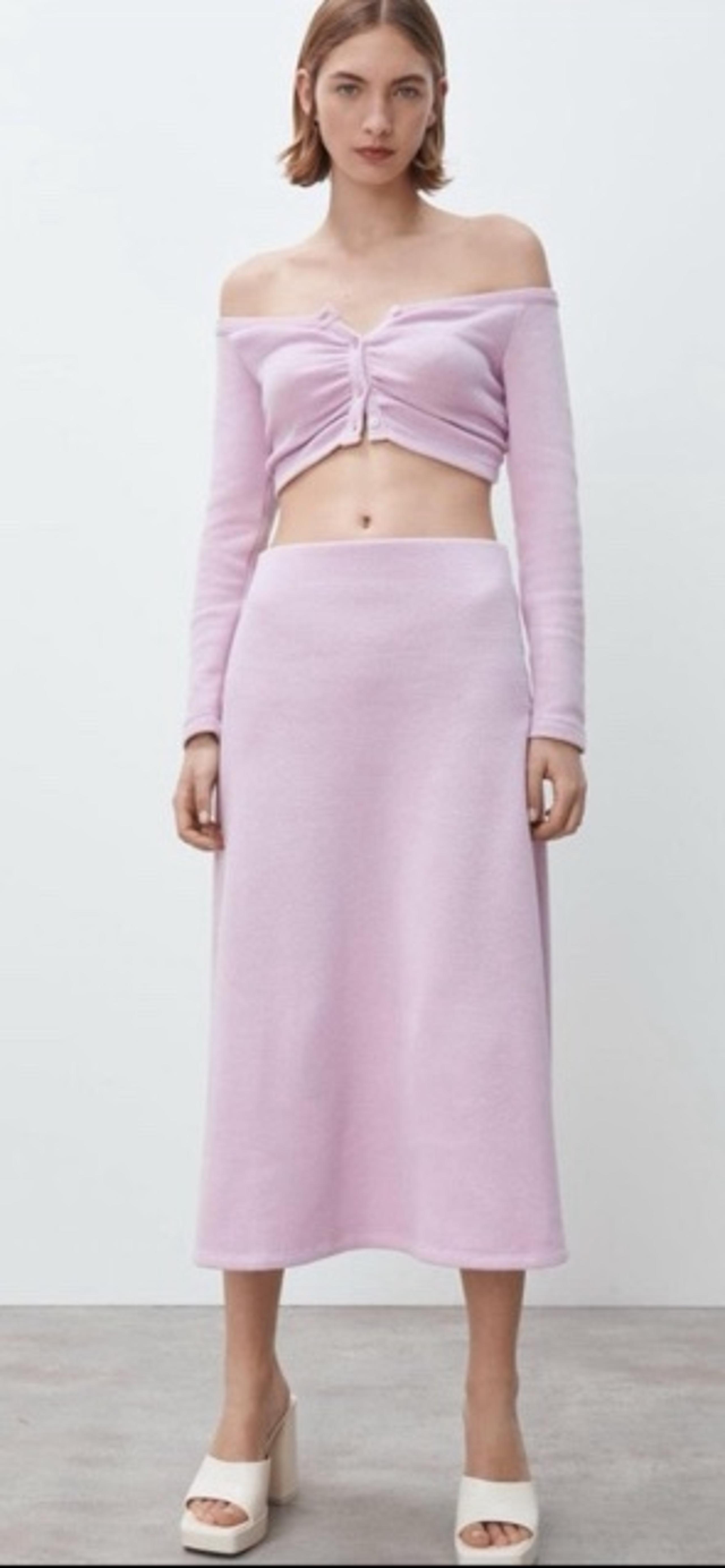 ZARA Woman SKIRTS | SOFT A-LINE MIDI SKIRT Mauve