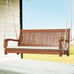 2-Person Hanging Porch Swing Wood Bench with Cushion Curved Back Outdoor Natural