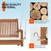 2-Person Hanging Porch Swing Wood Bench with Cushion Curved Back Outdoor Natural