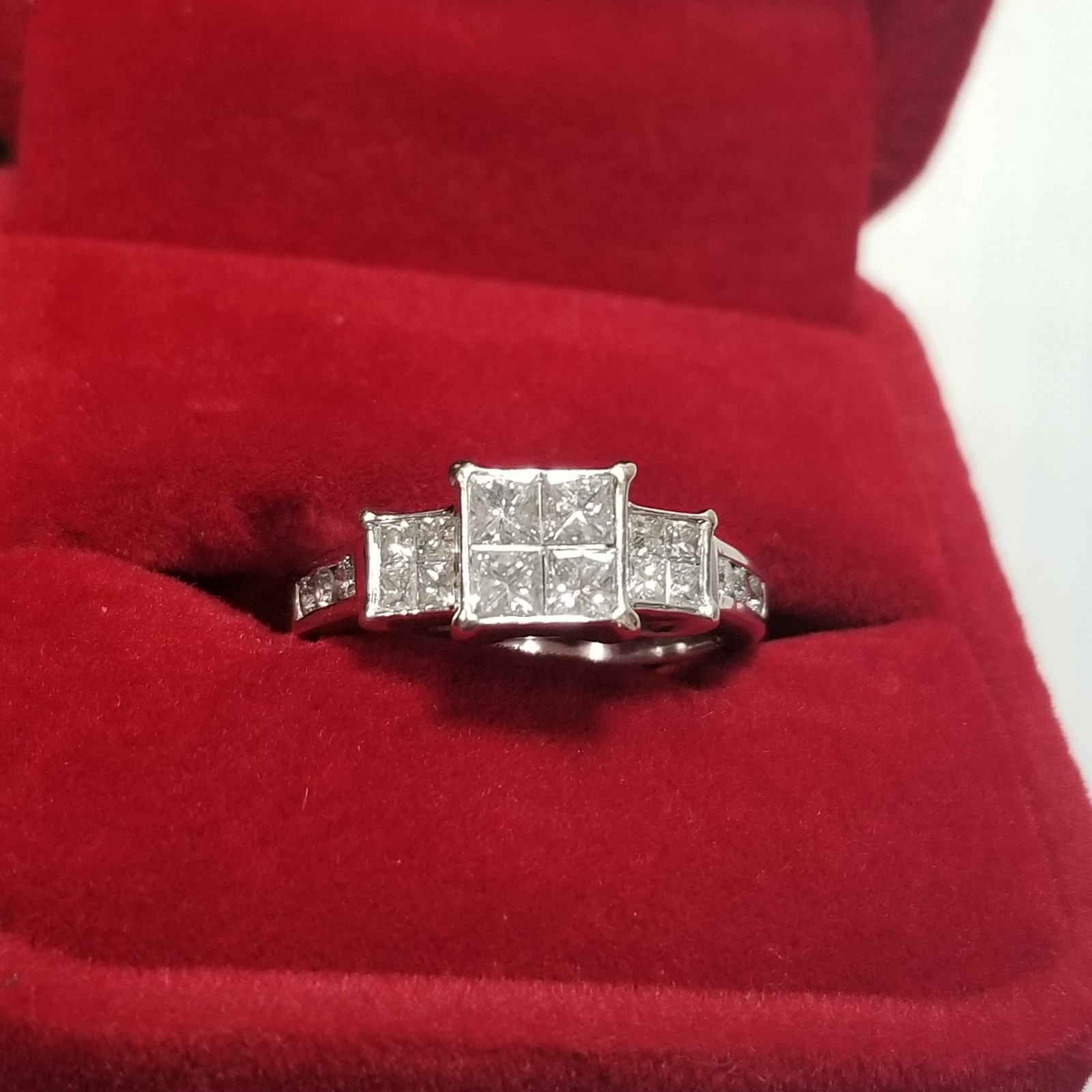Princess & Round-cut 14K White Gold Diamond Ring