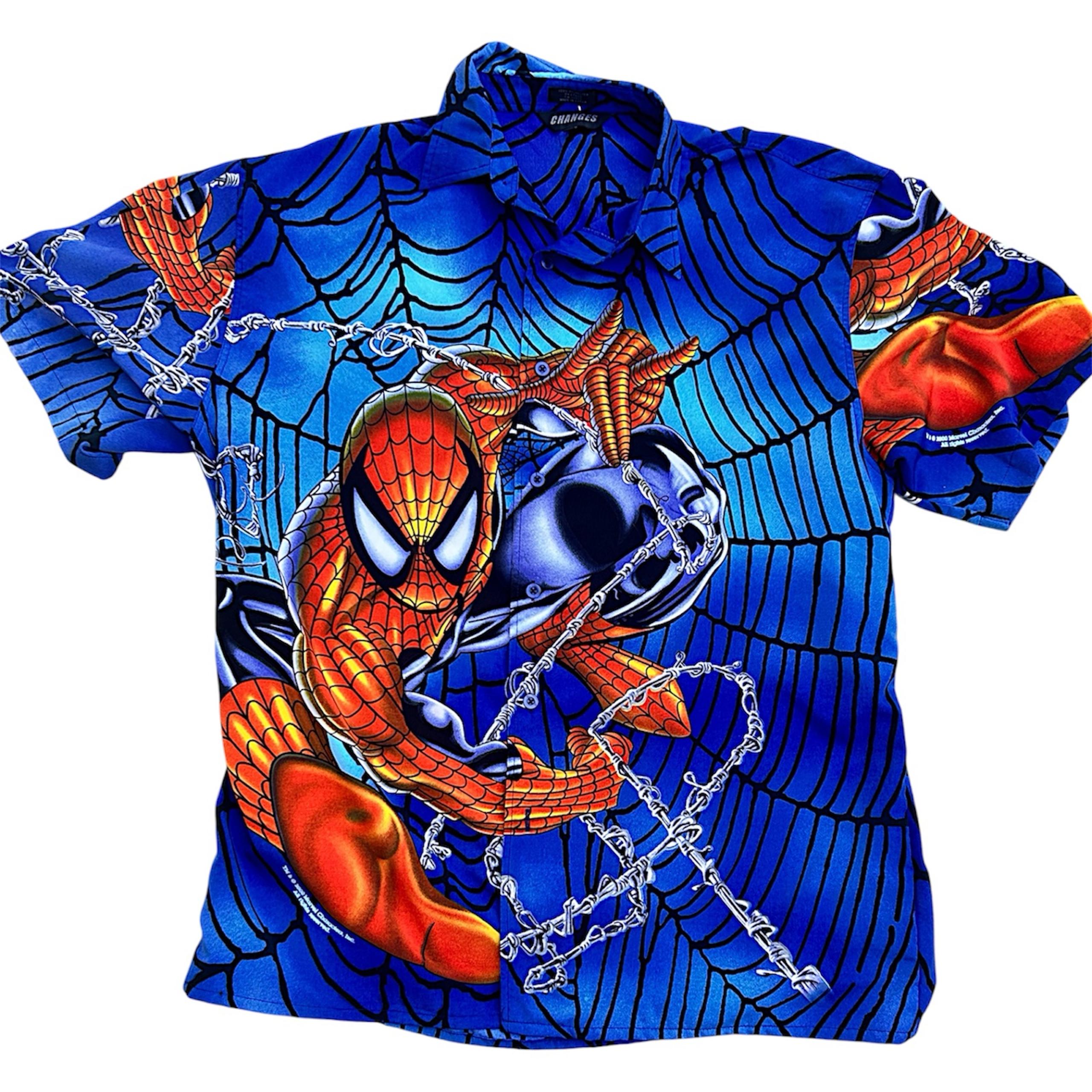 Vintage Spider-Man Button Down Shirt Mens XL 2001 Marvel Changes Spiderman AOP