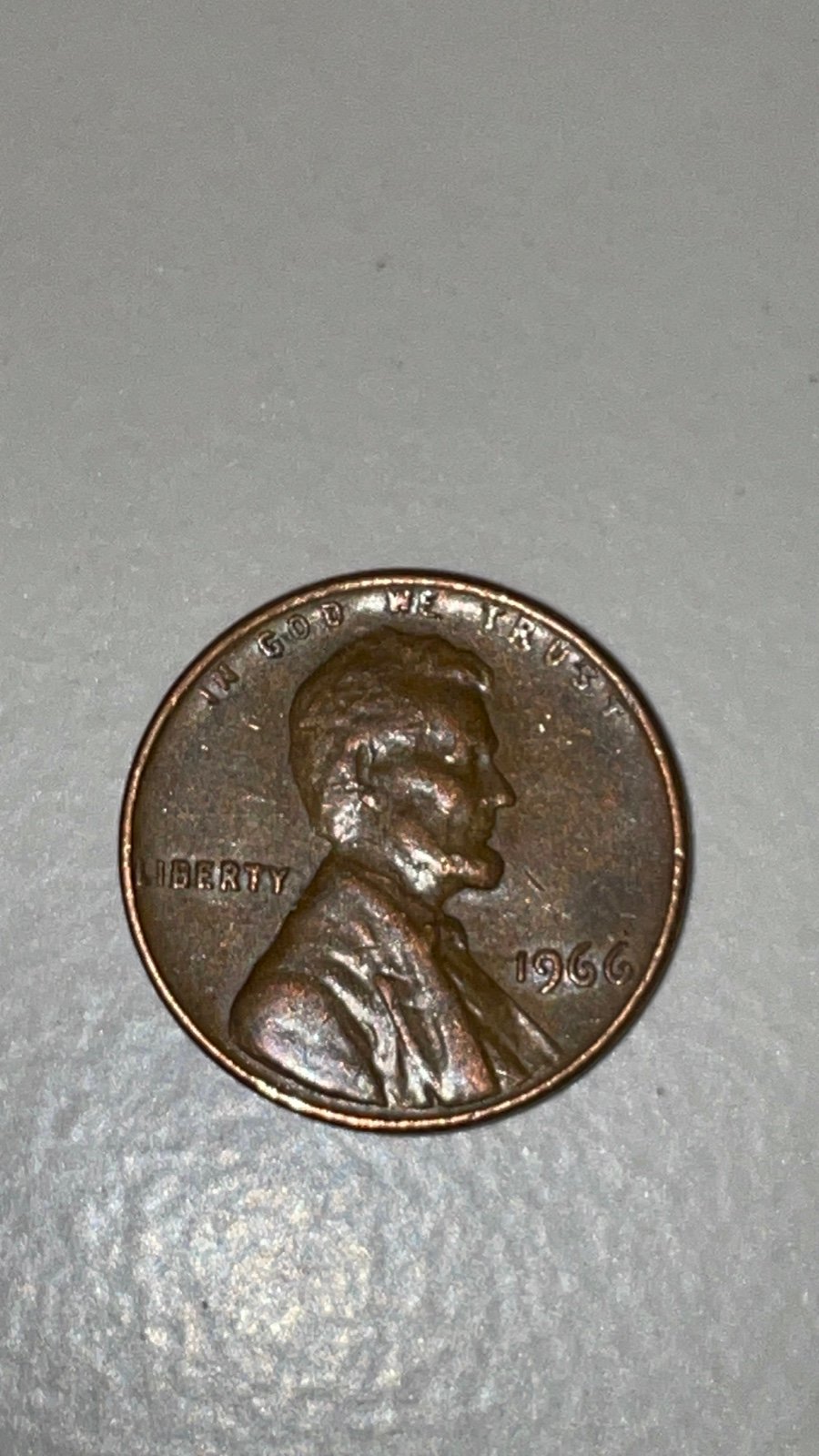 1966 No Mint Mark Penny die error on back