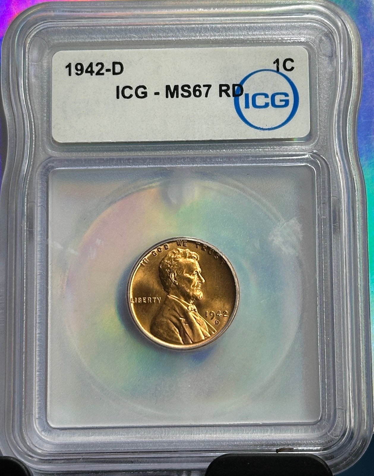 1942-D wheat Penny MS67 RED