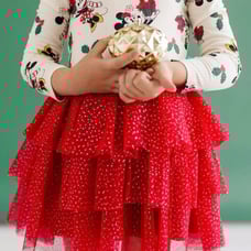 Posh Peanut Minnie Mouse Christmas Bodysuit Tulle Dress, EEUC, 18/24 Months