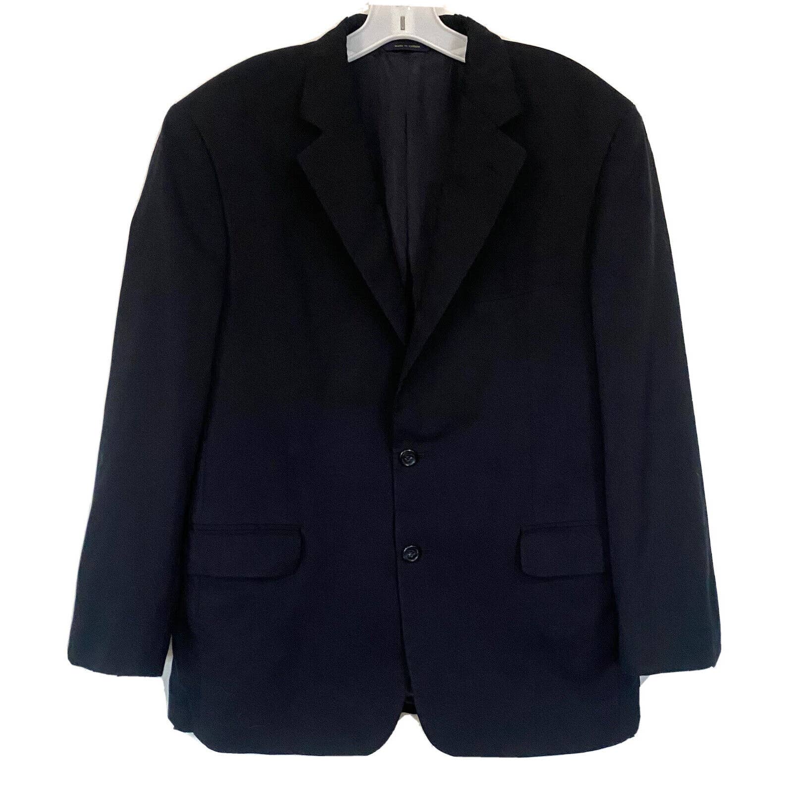 BROOKS BROTHERS Mens Black Wool Jacket Blazer Sports Coat 2 Button Sz 41 S
