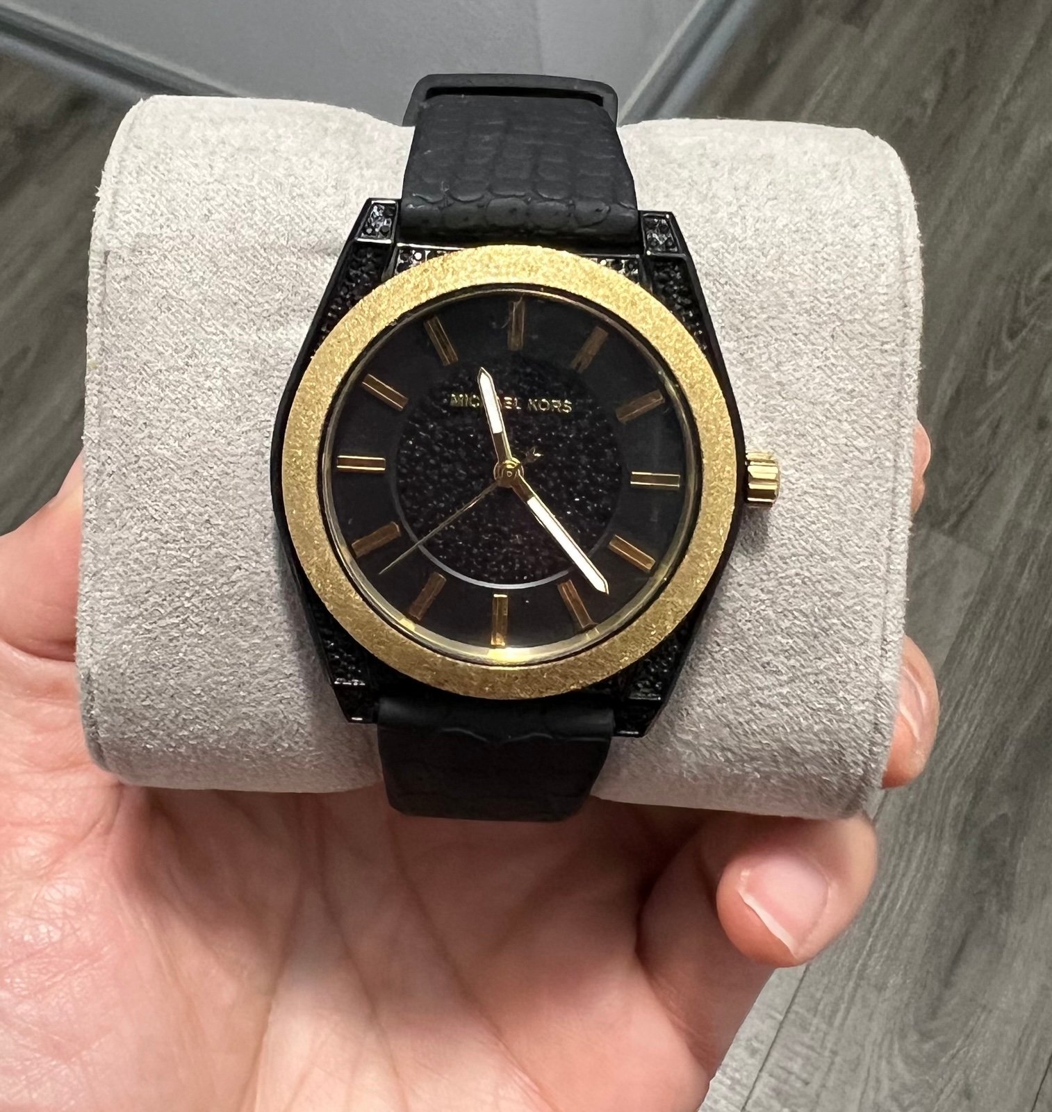 Michael Kors Channing Snake-Embossed Silicone and Gold-Tone Watch