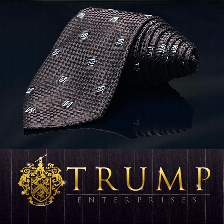DONALD J TRUMP MEN'S TIE BROWN/GEOMETRIC Width: 4 Length: 57.5”