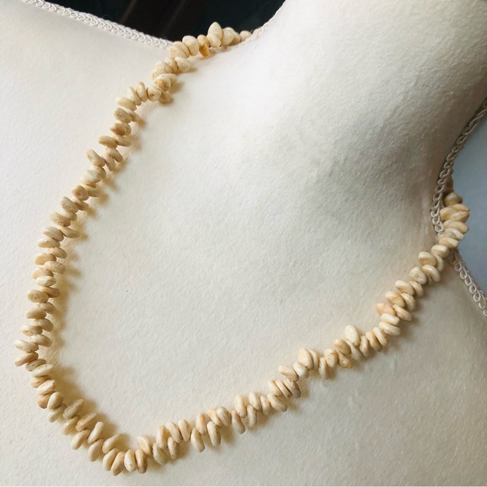 Vintage boho Scolecite beaded necklace