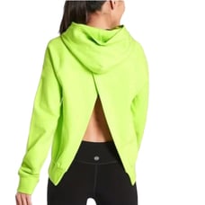 Athleta Women's Moonrise Hoodie Neon Green Split Open Back Sweater Size Small