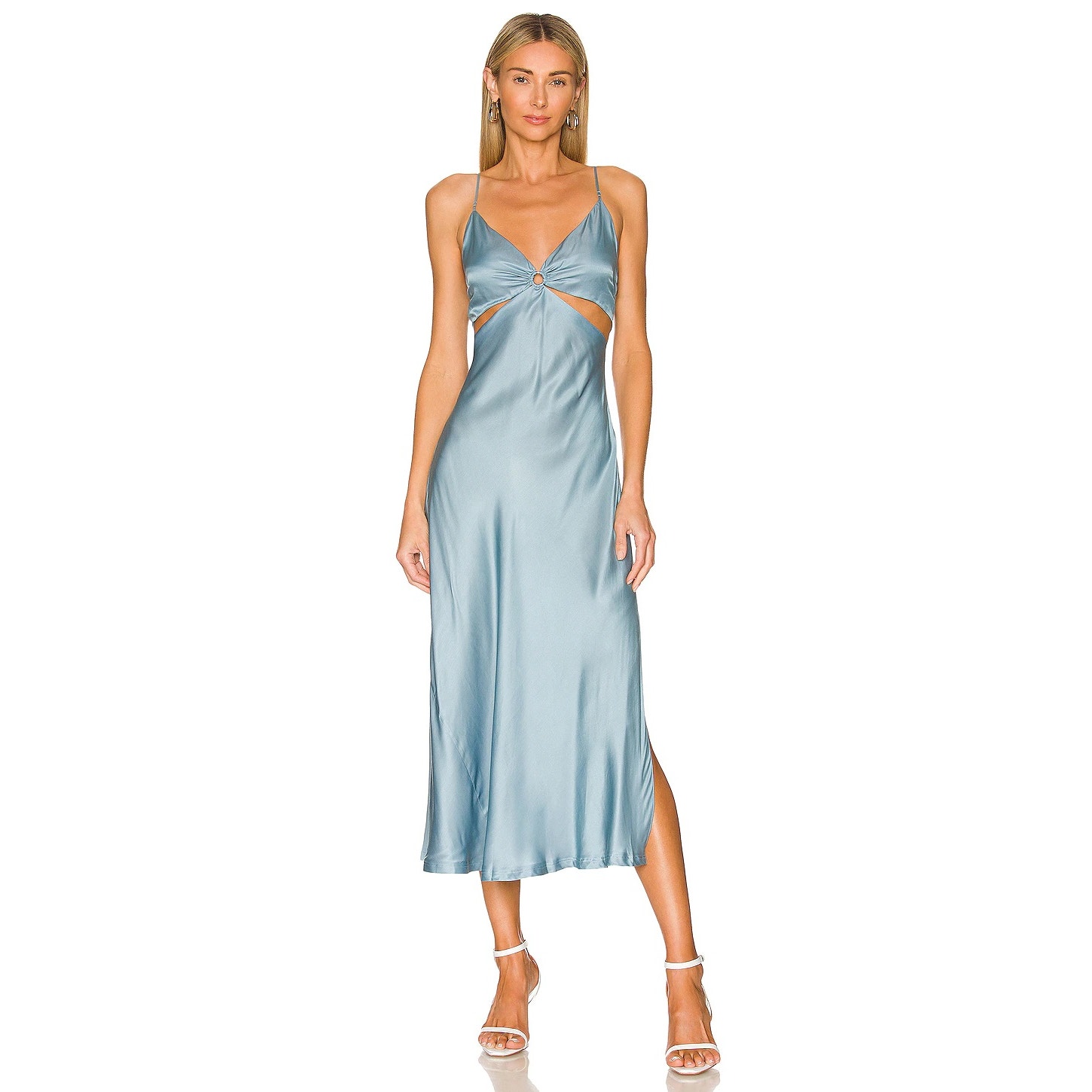 Jonathan Simkhai Eliza Cutout Slip Dress XS Sleeveless O-Ring Side Slit Cove NWD