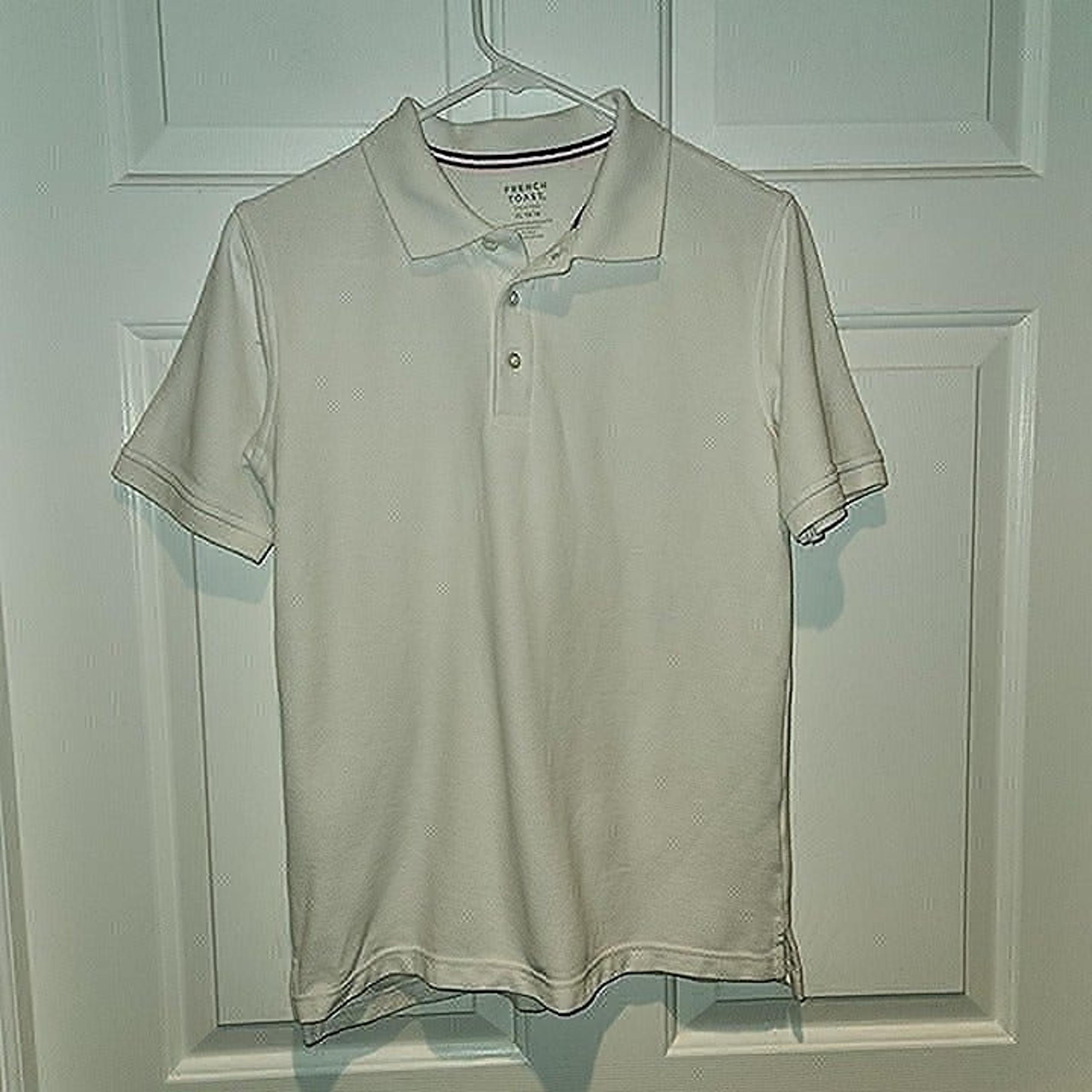 Boy's sz 14 16 XL White School Uniform Polo Short Sleeved Shirt by French Toast