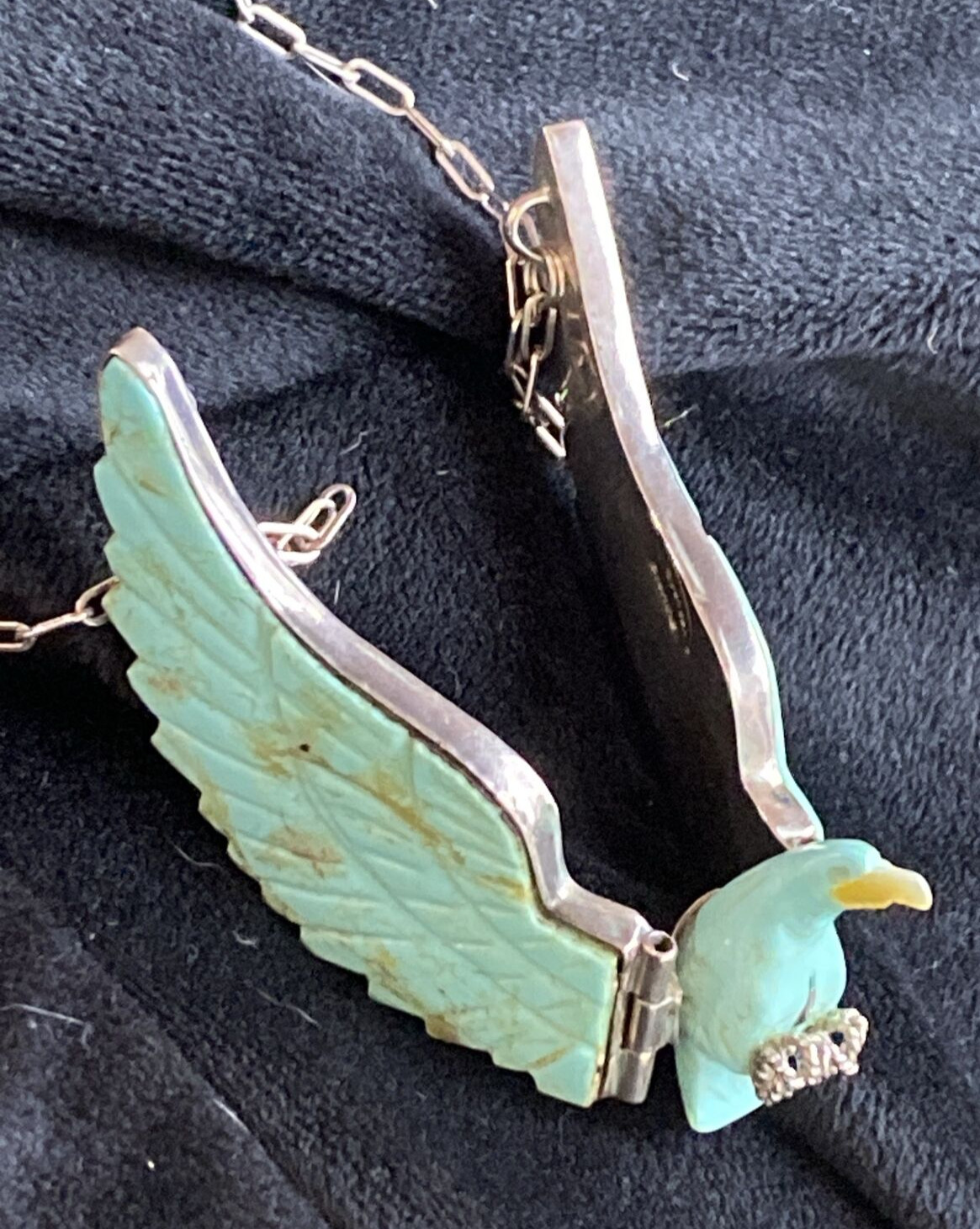 Spencer Native American Navajo Sterling & Turquoise Eagle Pendant Necklace