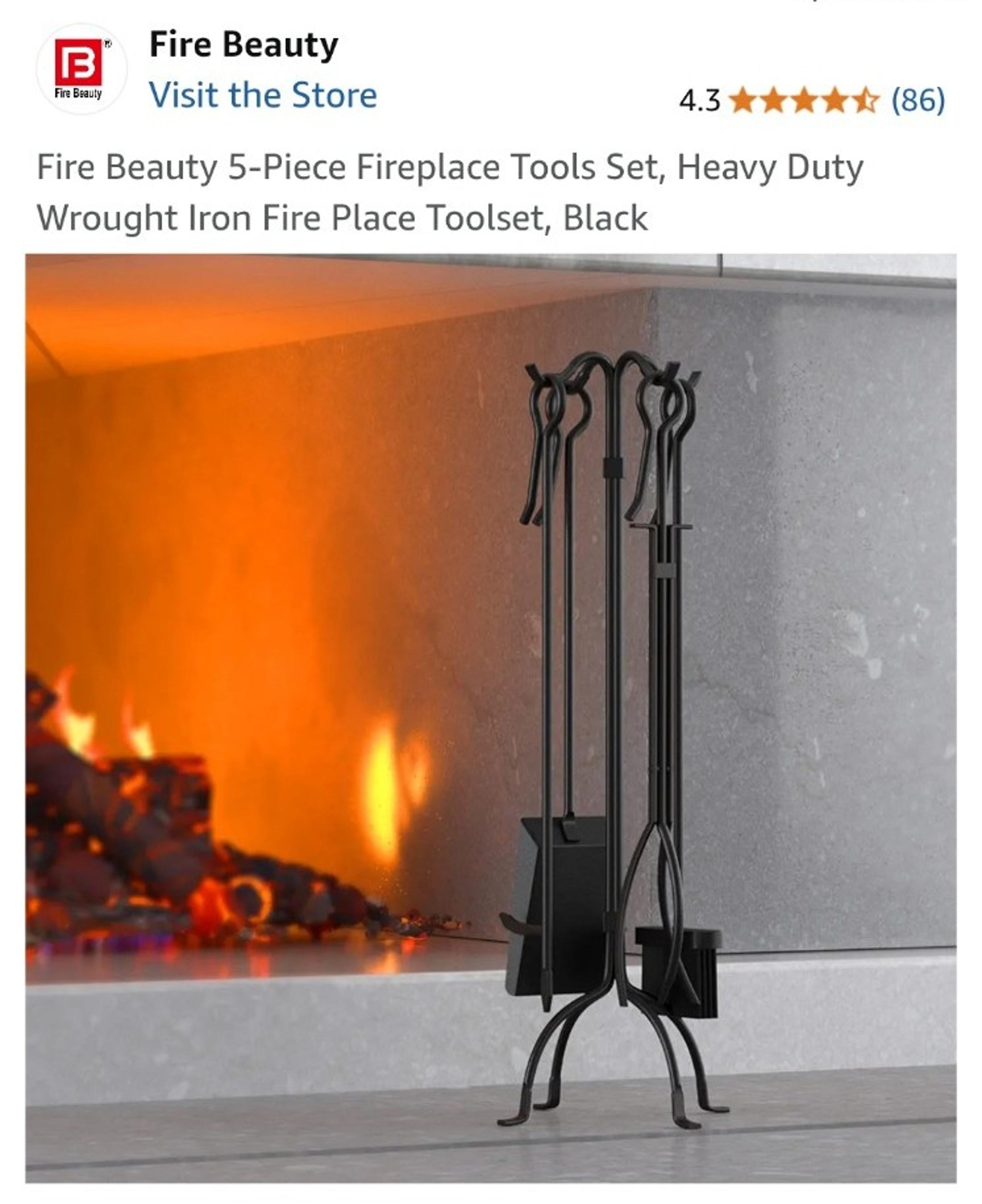 Wrought iron fireplace tools set
