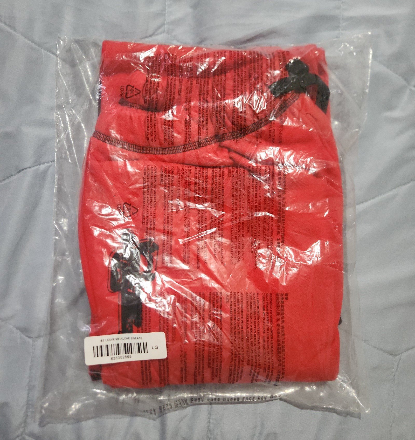 Billie Eilish The Worlds A Little Blurry Red Sweatpants L Leave Me Alone NEW