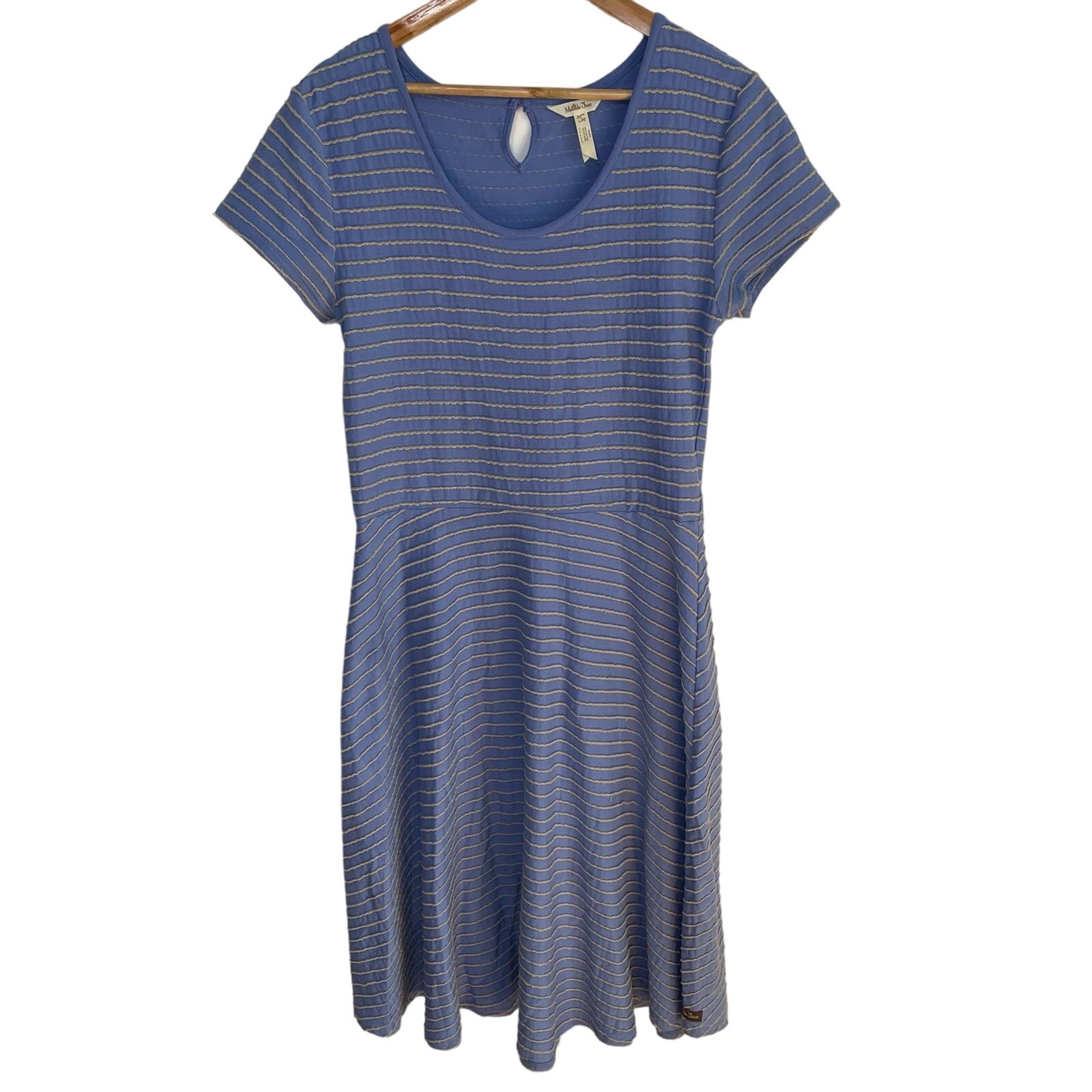 Matilda Jane Exploration Dress L Womens Scoop Neck Keyhole Back Midi Textured