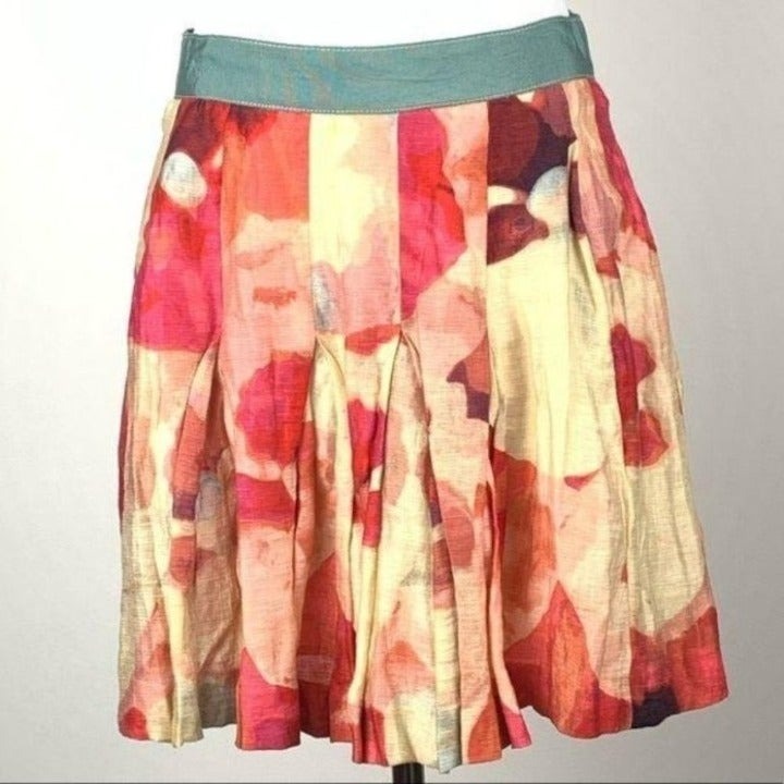 Ann Taylor loft petite skirt sz 0 floral 41% Linen