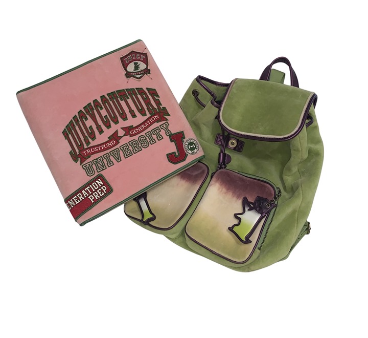 JUICY COUTURE OMBRE BOOK BAG BACKPACK & PINK UNIVERSITY BINDER LOT VINTAGE Y2K