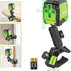 Huepar Self-Leveling Green Laser Level – 100FT Range & 360° Clamp