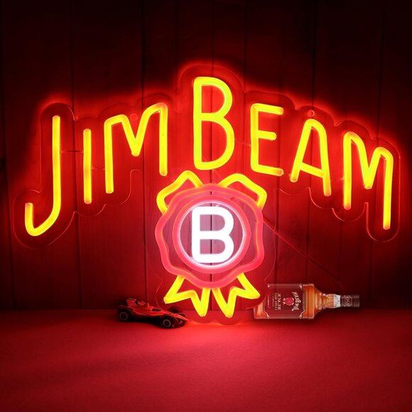 New Jim Beam Whiskey Bar Neon Sign, LED USB Light for Home Bar & Man Cave Decor