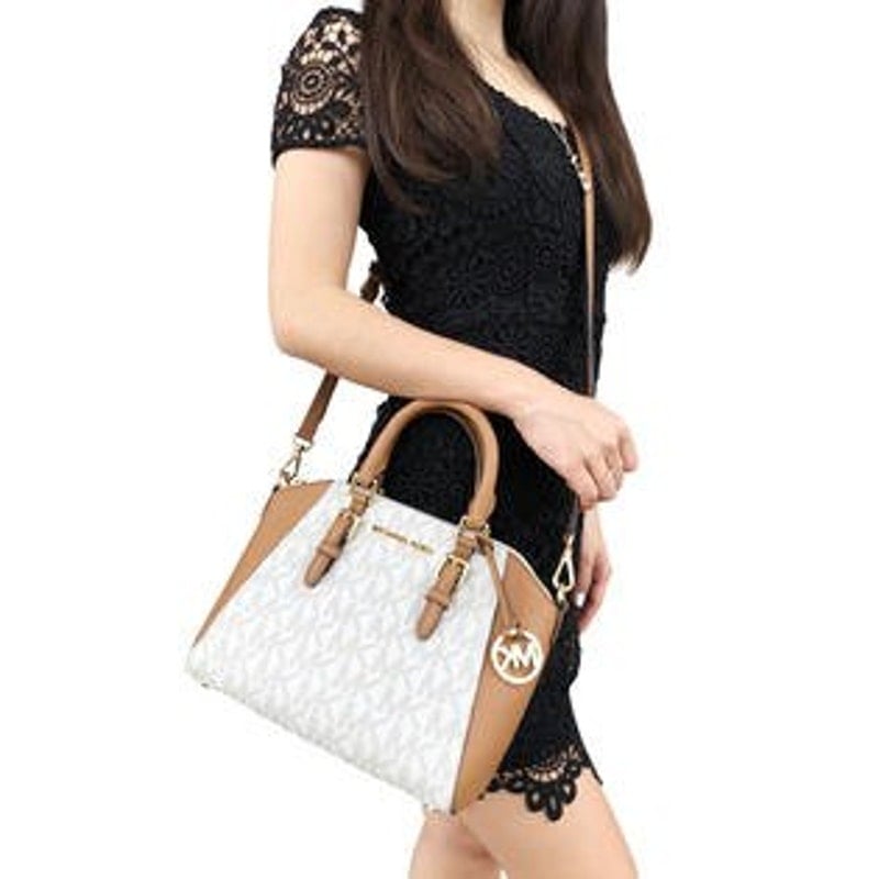 Michael Kors Ciara Vanilla Acorn Signature Coated Canvas Large Convertible Bag