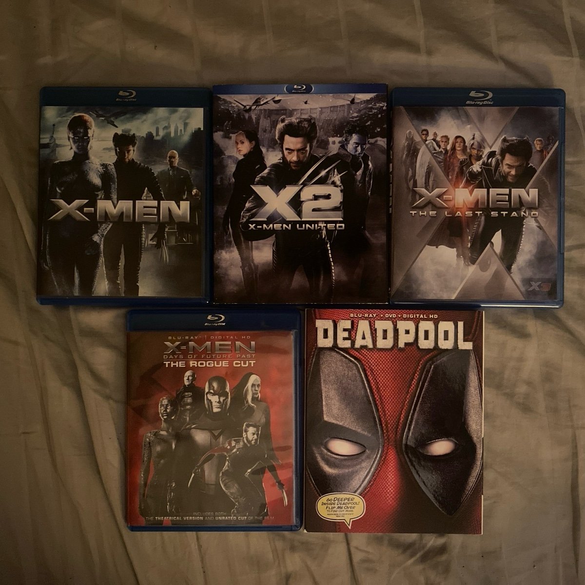 X-Men & Deadpool Movie Series Bundle (Bluray) X2 & Deadpool SLIPCOVERS INCLUDED