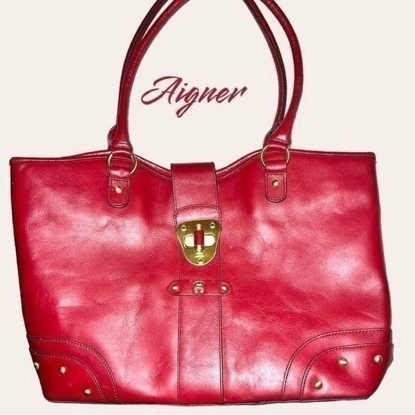Aigner vintage classic brick red leather bag!