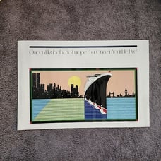 Original Vintage Poster Queen Elizabeth 2 To Europe Cruise Ship 1980 36”x24”