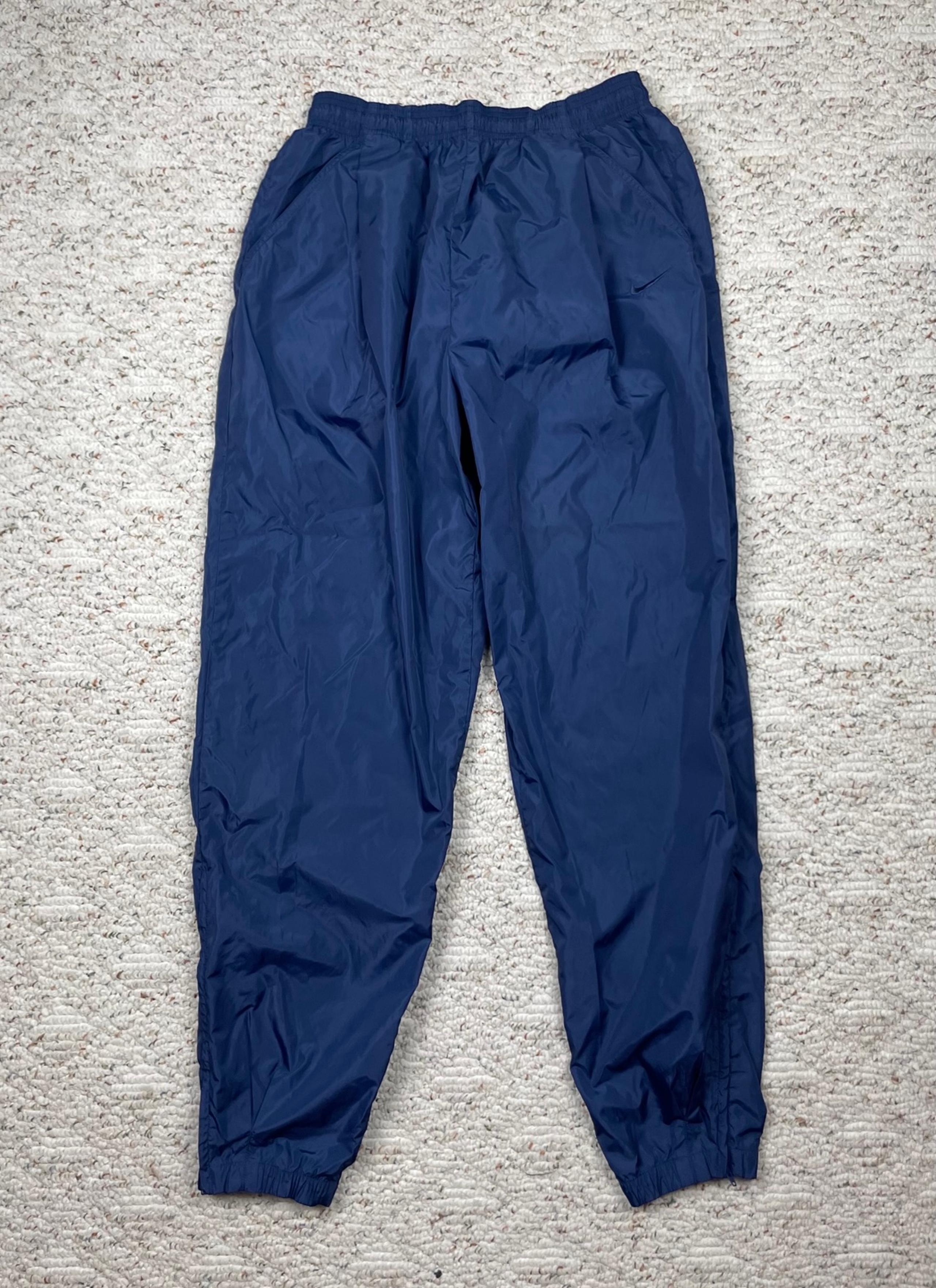 Vintage Sz Lg Men’s Nike Y2K Nylon Track Windbreaker Pants Navy Blue
