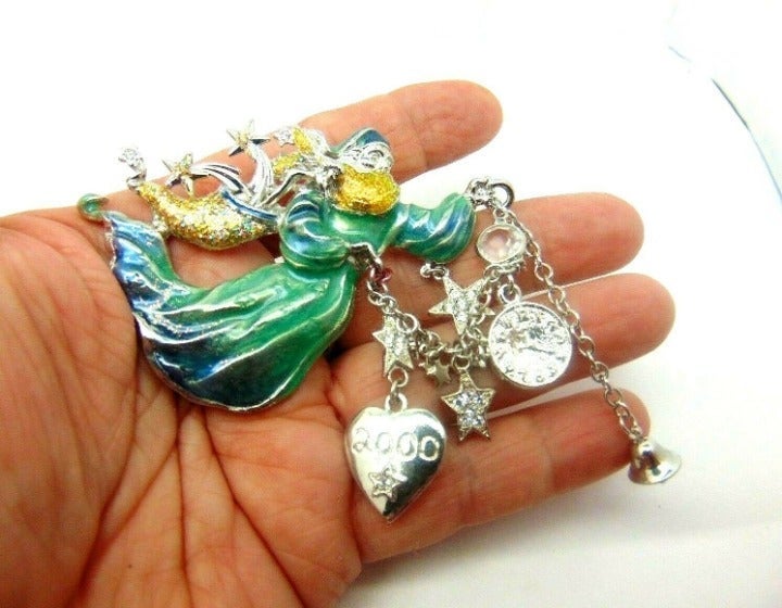 Kirks Folly Millennium Sandman Pin Brooch Signed Vintage 2000 Uber Rare BeadRage