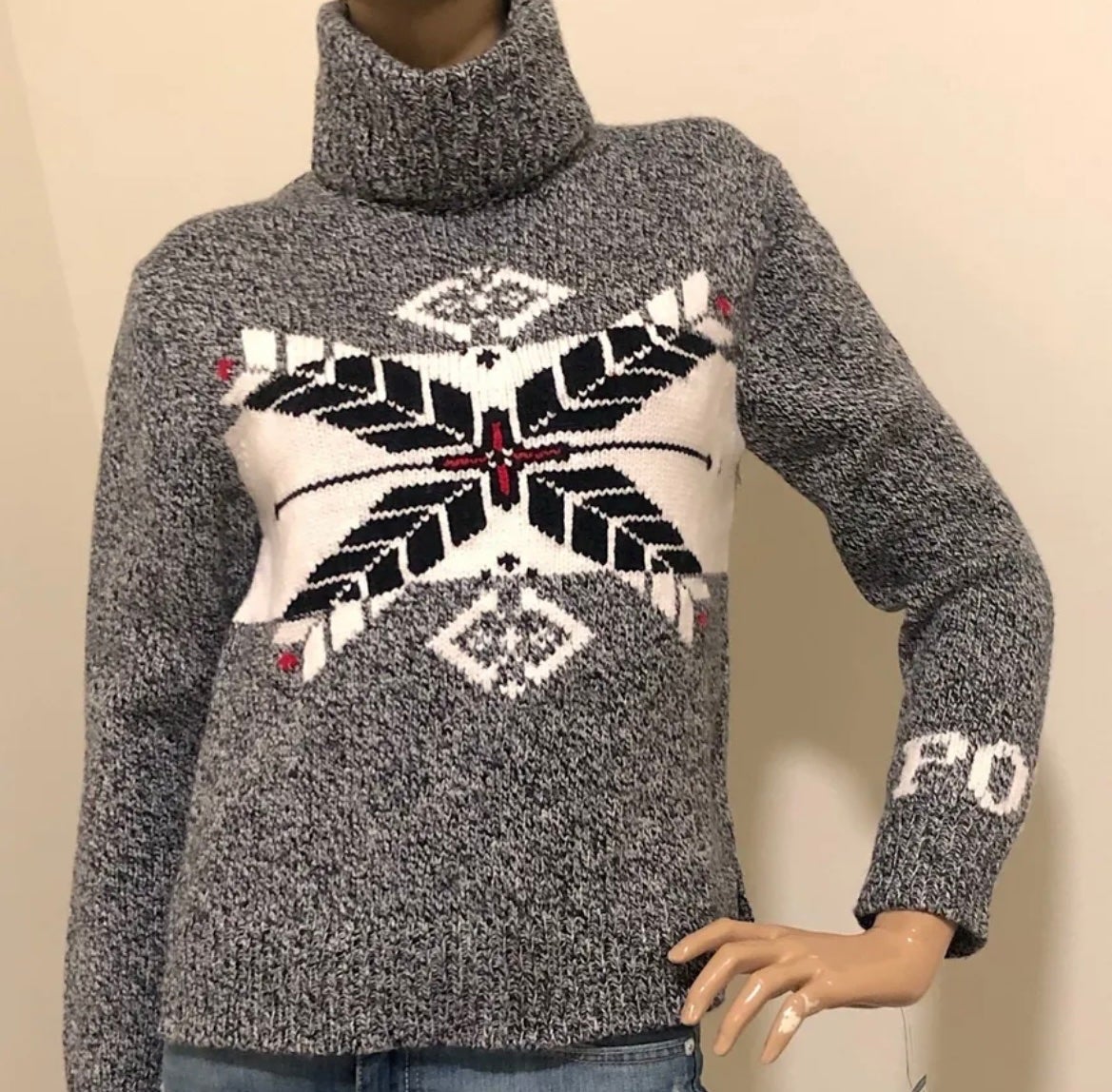 Polo Ralph Lauren NWT Thick Chunky Knit Wool Blend Nordic Turtleneck Sweater XS