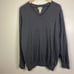 LL Bean Tall cotton cashmere V neck sweater large tall LT navy blue