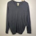 LL Bean Tall cotton cashmere V neck sweater large tall LT navy blue