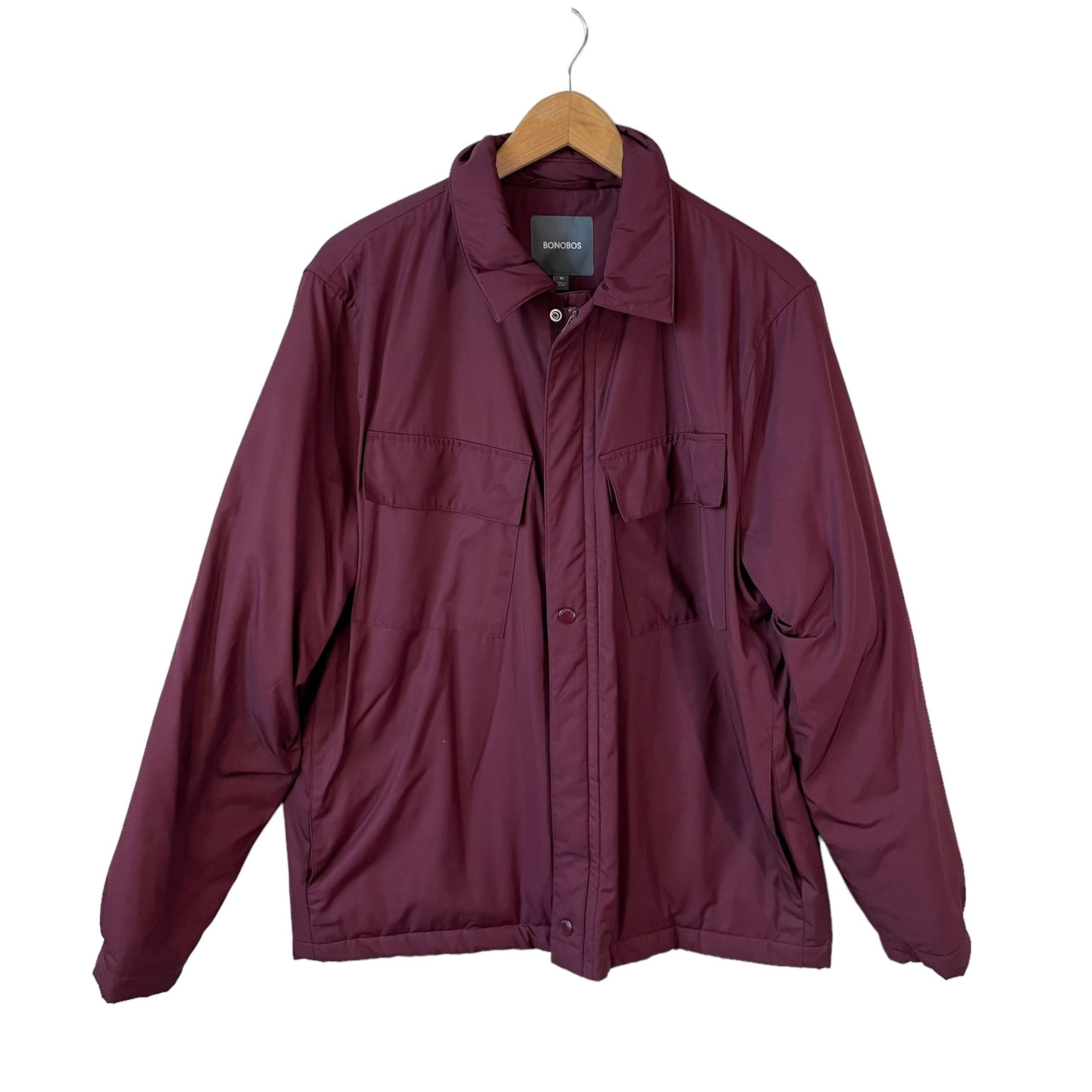 Bonobos Men's Slim Fit Quilted Coaches Full Zip Jacket Burgundy Size Medium