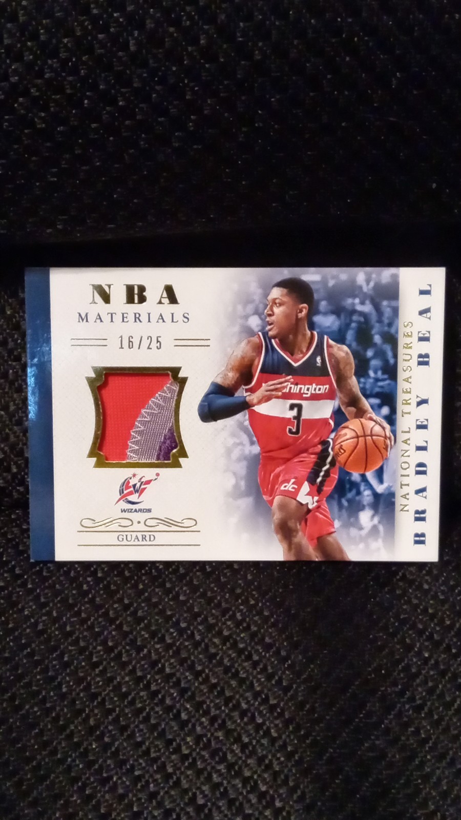 2013-14 Panini Bradley Beal /25 National Treasures 3 Color NBA Materials Patch