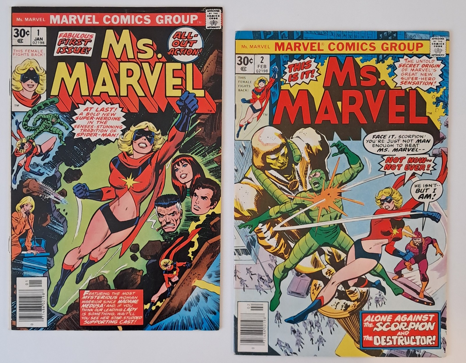 Ms. Marvel #1 & 2 (1st app & origin of Carol Danvers as Ms.Marvel/Scorpion app)